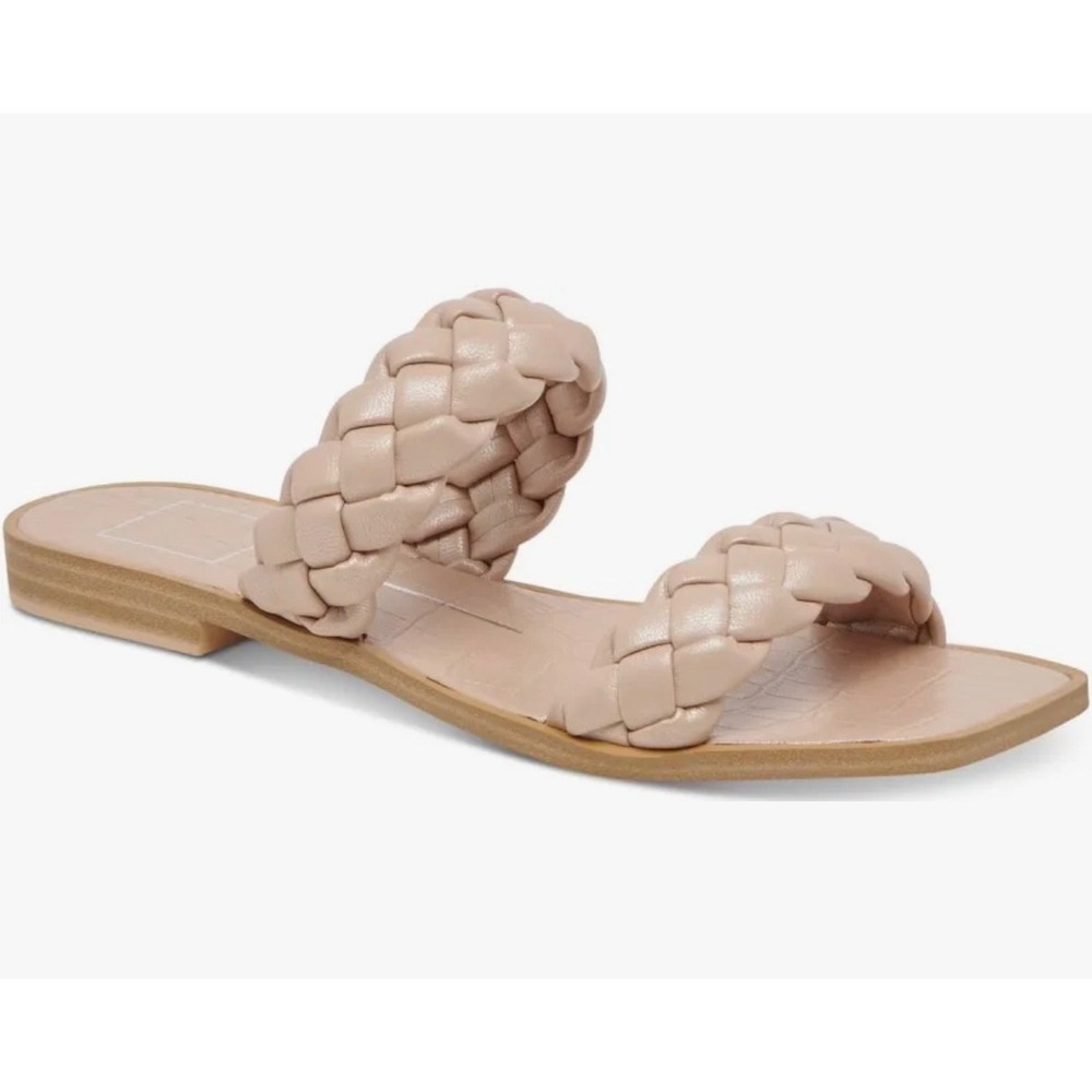 Dolce Vita Indy Braided‎ Flat Slide Sandals Light Taupe Metallic Stella Size 6